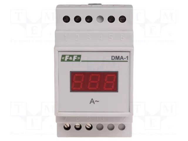 Ammeter; digital,mounting; 0÷150A; for DIN rail mounting; LED F&F DMA-1-150-5A