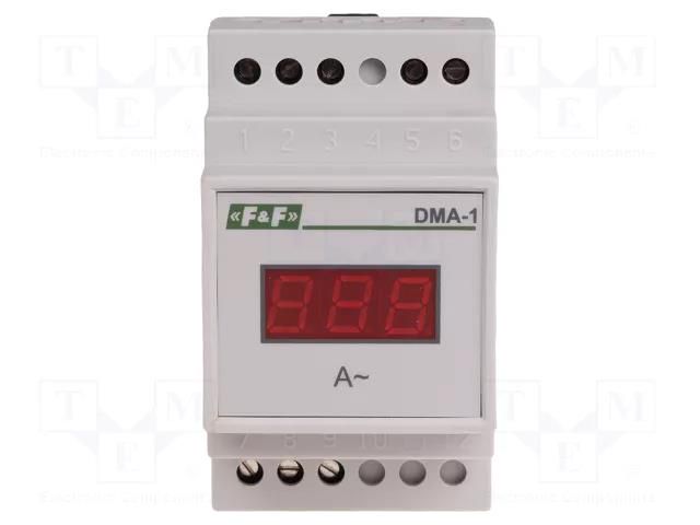 Ammeter; digital,mounting; 0÷250A; for DIN rail mounting; LED F&F DMA-1-250-5A