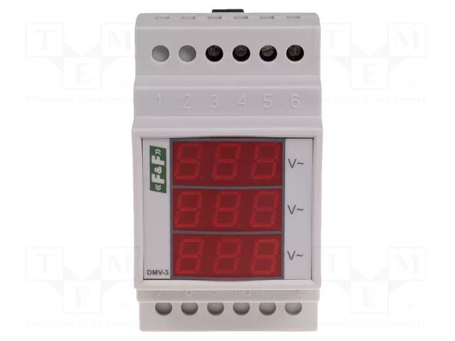 Voltmeter; digital,mounting; 100÷265V; for DIN rail mounting F&F DMV-3RMS