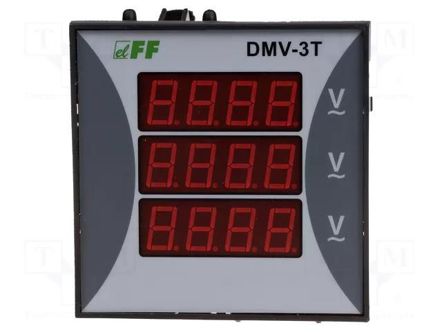 Voltmeter; digital,mounting; 12÷400V; on panel; LED; 4-digit; IP20 F&F DMV-3T