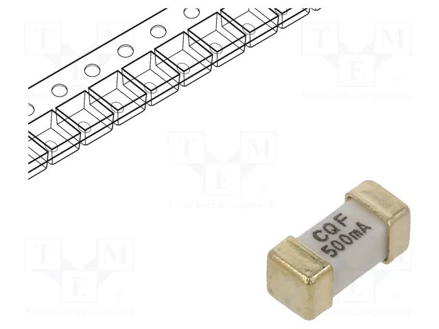 Fuse: fuse; 500mA; 125VAC; 125VDC; quick blow; ceramic; SMD CONQUER ELECTRONIC SEF0.5A125VG