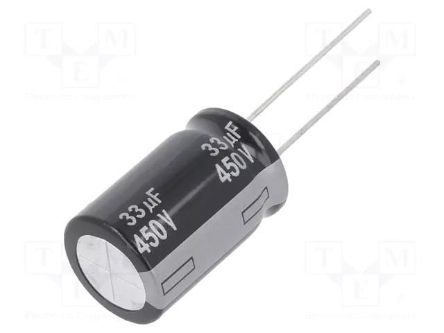 Capacitor: electrolytic; THT; 33uF; 450VDC; Ø16x25mm; ±20%; 10000h PANASONIC EEUEE2W330