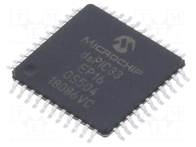 IC: dsPIC microcontroller; 16kB; 2kBSRAM; TQFP44; DSPIC; 0.8mm MICROCHIP TECHNOLOGY 33EP16GS504-I/PT