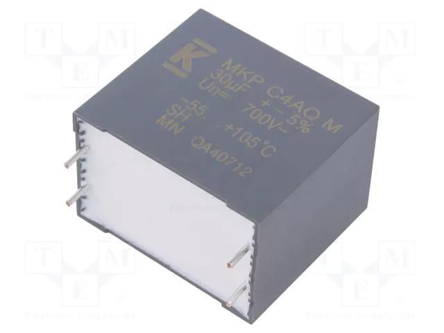 Capacitor: polypropylene; DC-Link; 30uF; THT; ESR: 3.6mΩ; C4AQ; ±5% KEMET C4AQJBW5300M3JJ
