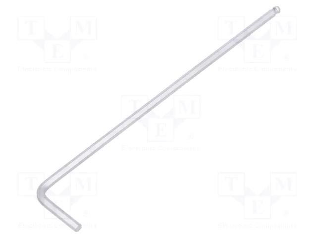 Wrench; hex key,spherical; HEX 2.5mm; tool steel; long; L: 114.5mm KING TONY KT-112025MR