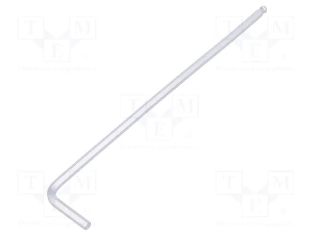 Wrench; hex key,spherical; HEX 3mm; tool steel; long; L: 129mm KING TONY KT-112003MR