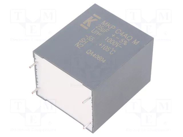 Capacitor: polypropylene; DC-Link; 25uF; Uoper: 1kVDC; 25.5A; THT KEMET C4AQNBW5250M3OJ