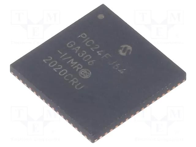 IC: PIC microcontroller; 64kB; 32MHz; SMD; QFN64; PIC24; tube MICROCHIP TECHNOLOGY 24FJ64GA306-I/MR