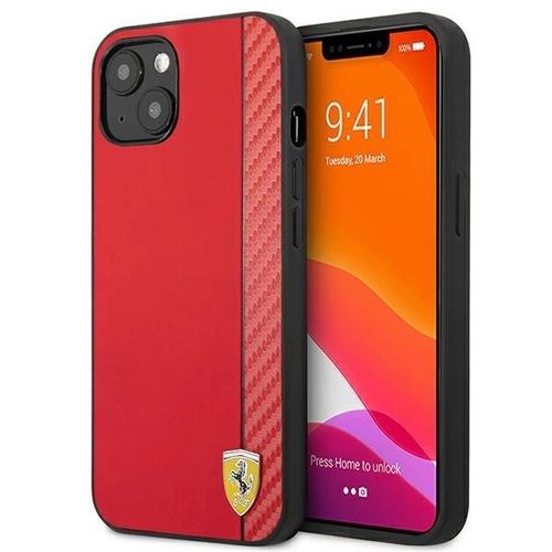 Ferrari FESAXHCP13SRE iPhone 13 mini 5.4&quot; red/red hardcase On Track Carbon Stripe, Ferrari 3666339026479 3666339026479