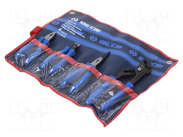 Kit: pliers; cutting,adjustable,universal; case; 4pcs. KING TONY KT-42104GP