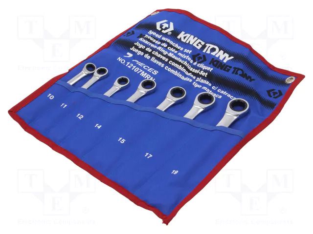 Wrench-set; combination spanner,with ratchet; 7pcs. KING TONY KT-12107MRN