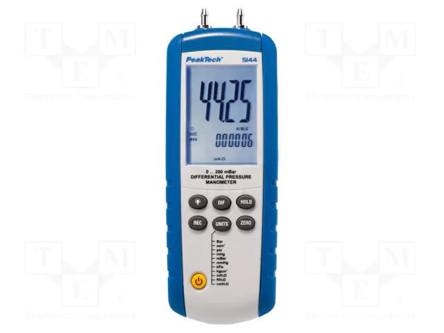 Manometer; 0÷200mbar; LCD; ±0.3%; Interface: USB; Illumin: yes PEAKTECH PKT-P5144