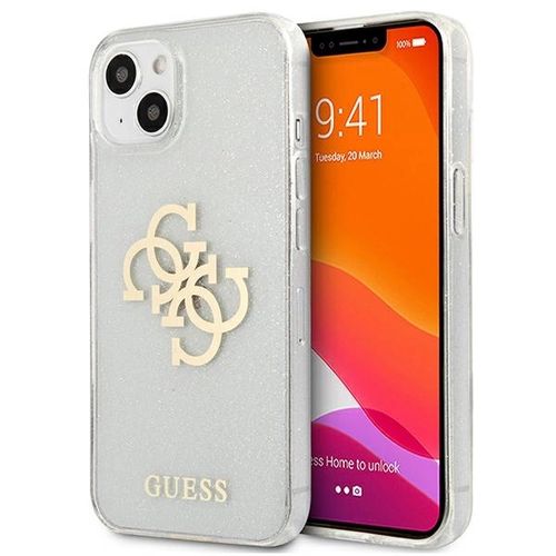 Guess GUHCP13SPCUGL4GTR iPhone 13 mini 5.4&quot; transparent hard case Glitter 4G Big Logo, Guess 3666339024512 3666339024512