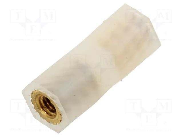 Insulating sleeve; Int.thread: M2,5; L: 15mm; UL94V-2; polyamide DREMEC TFF-M2.5X15/DR1182