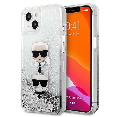 Karl Lagerfeld KLHCP13SKICGLS iPhone 13 mini 5,4" srebrny/silver hardcase Liquid Glitter Karl&Choupette Head, Karl Lagerfeld 3666339028893 3666339028893