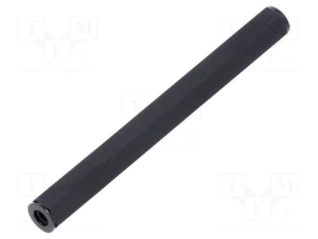 Screwed spacer sleeve; hexagonal; polyamide; M2,5; L: 50mm; black DREMEC TFF-M2.5X50/DR182