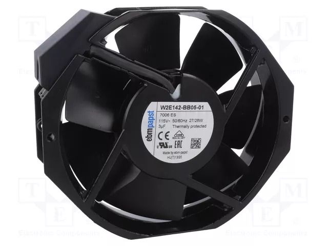 Fan: AC; axial; 115VAC; 172x150x38mm; ball; 2800rpm; IP22 EBM-PAPST W2E142-BB05-01