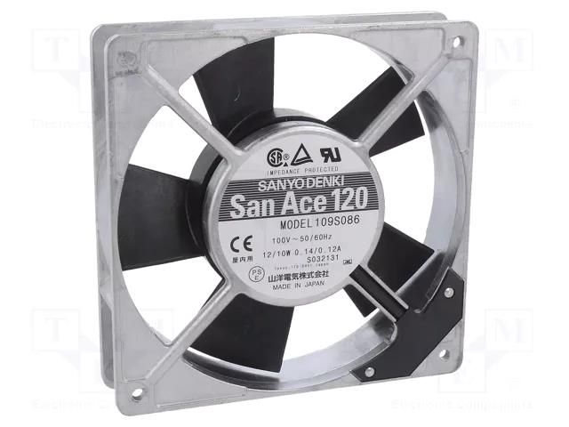 Fan: AC; axial; 120x120x25mm; 66m3/h; 24dBA; ball; 1400rpm; 100VAC SANYO DENKI 109S086