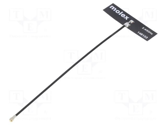 Antenna; Bluetooth,WiFi,ZigBee; 3dBi,4dBi; linear; 34.9x9mm; MHF4 MOLEX 1461531100