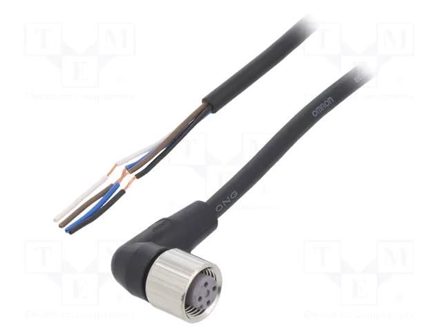 Cable: for sensors/automation; M12; PIN: 4; angled; Len: 2m; plug; 4A OMRON XS2FM12PVC4A2M