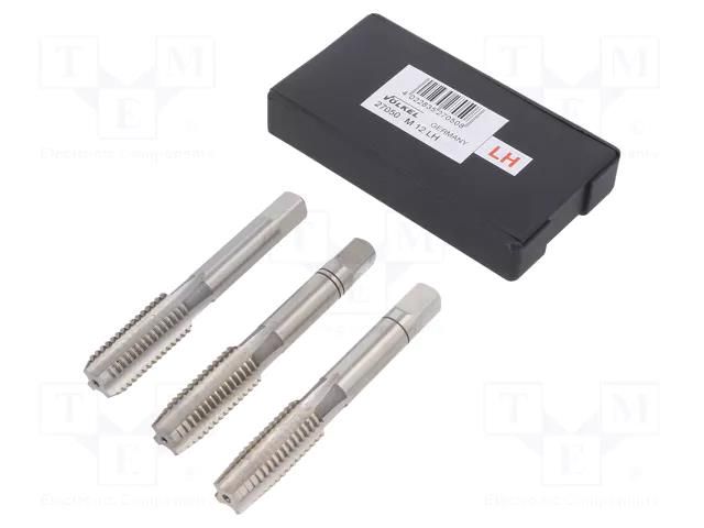 Tap; high speed steel grounded HSS-G; M12; 1.75; 75mm; 7mm; 3pcs. VÖLKEL VOLKEL-27050
