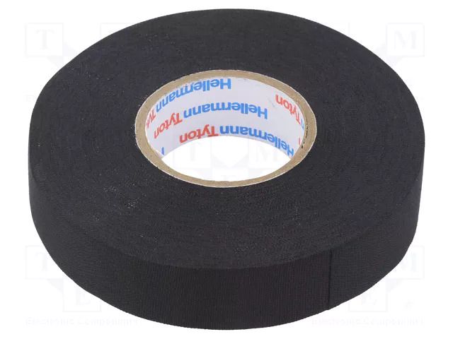 Tape: textile; W: 19mm; L: 25m; Thk: 0.25mm; caoutchouc; black; 15% HELLERMANNTYTON HTAPE-PRO250-19