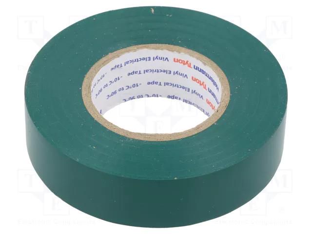 Tape: electrical insulating; W: 19mm; L: 20m; Thk: 0.15mm; green HELLERMANNTYTON HTAPE-FLX-19GR