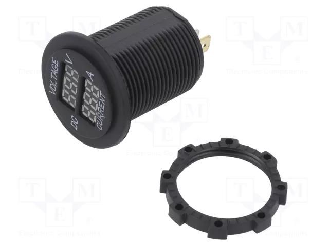 Voltmeter; Sup.volt: 5÷30VDC; I DC: 1÷15A; black; Disp.colour: red 4CARMEDIA CAR-V/A-01