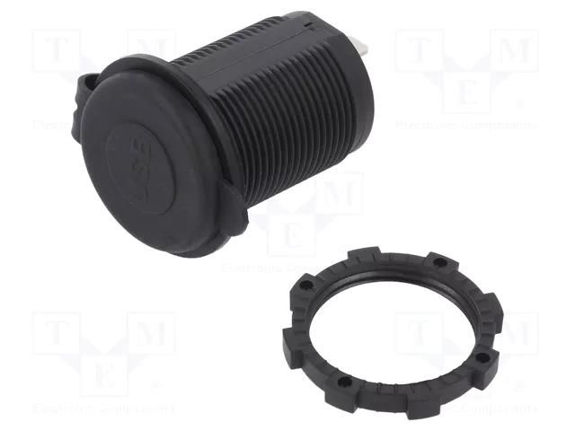 USB power supply; USB A socket x2; Sup.volt: 12÷24VDC; black 4CARMEDIA CAR-USBX2-RD