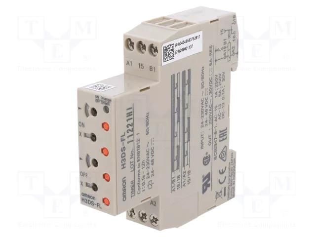 Timer; 0,1s÷12h; SPDT; 250VAC/5A; Usup: 24÷230VAC; 24÷48VDC OMRON H3DS-FL