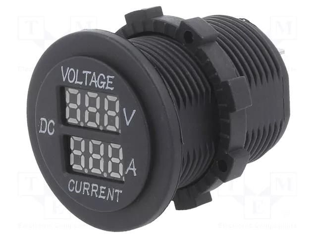 Voltmeter; Sup.volt: 5÷30VDC; I DC: 1÷15A; black 4CARMEDIA CAR-V/A-03