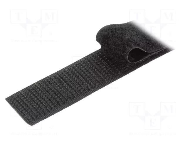 Tape: hook and loop; W: 20mm; L: 25m; Thk: 1.7÷2.05mm; hook; acrylic VELCRO® HOOK-20-25-PS18-BK