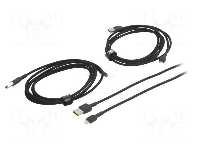 Cable; USB 2.0; Apple Lightning plug,USB A plug; black; 480Mbps GREEN CELL GC-KABGCSET06