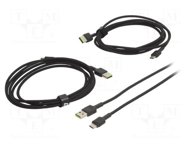 Cable; USB 2.0; USB A plug,USB C plug; black; 480Mbps GREEN CELL GC-KABGCSET03