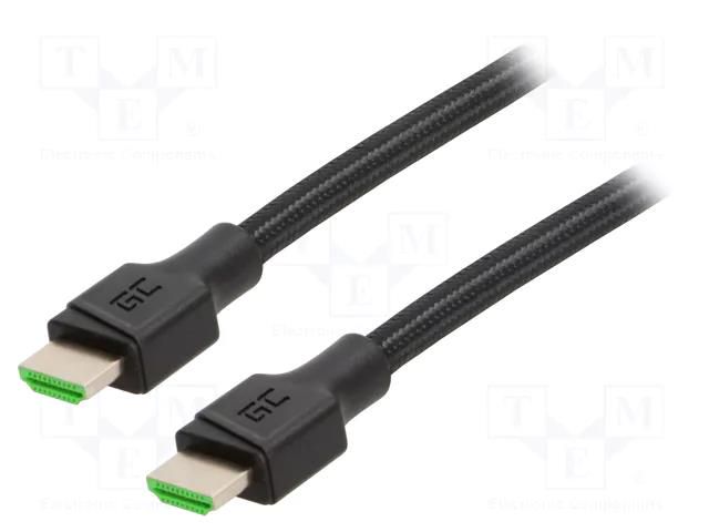 Cable; HDMI plug,both sides; textile; 5m; black; Core: OFC; 18Gbps GREEN CELL GC-HDGC03