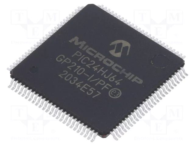 IC: PIC microcontroller; 64kB; SMD; TQFP100; PIC24; in-tray MICROCHIP TECHNOLOGY 24HJ64GP210-I/PF