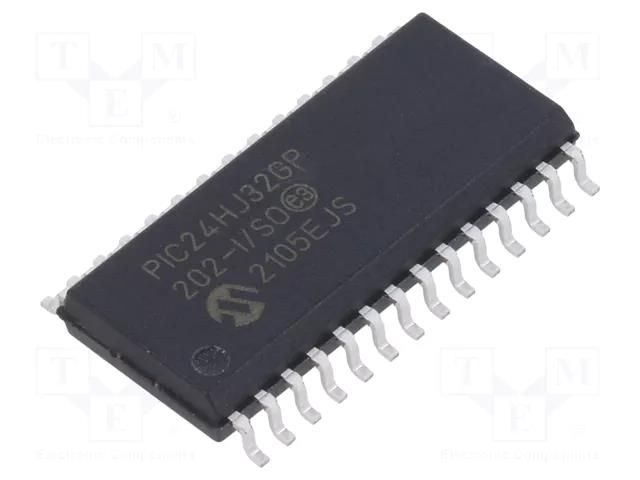 IC: PIC microcontroller; 32kB; SMD; SO28; PIC24; tube; 2kBSRAM MICROCHIP TECHNOLOGY 24HJ32GP202-I/SO