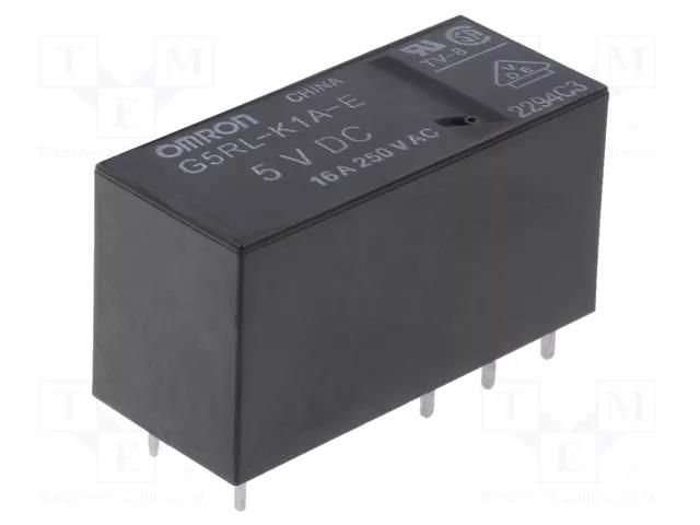 Relay: electromagnetic; SPST; Ucoil: 5VDC; Icontacts max: 16A; PCB OMRON Electronic Components G5RL-K1A-E-5DC