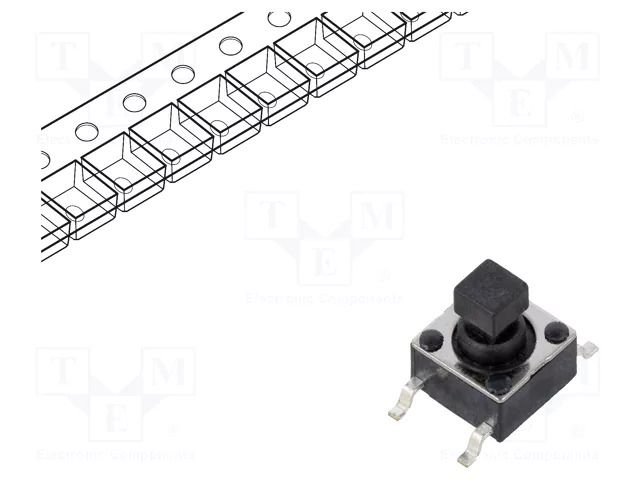 Microswitch TACT; SPST-NO; Pos: 2; 0.05A/12VDC; SMT; none; 1.57N E-SWITCH TL3301SPF160QG
