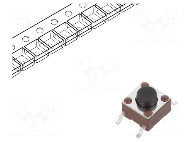 Microswitch TACT; SPST-NO; Pos: 2; 0.05A/50VDC; SMT; none; 1.57N E-SWITCH TL3301AF160QG