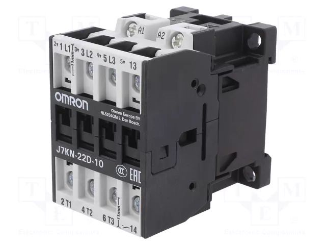 Contactor: 3-pole; Auxiliary contacts: NO; 230VAC; 22A; J7KN; 690V OMRON J7KN-22D-10-230