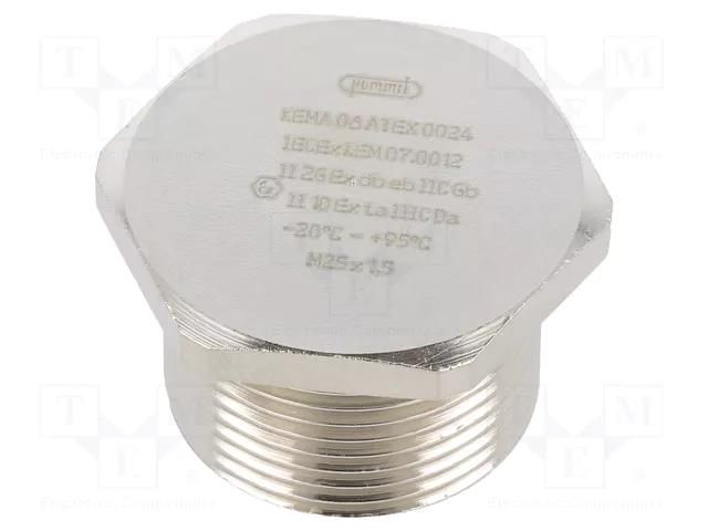 Stopper; M25; 1.5; IP68; brass; Plating: nickel; V-Ms-Ex-d; -20÷95°C HUMMEL HUMMEL-1875250050