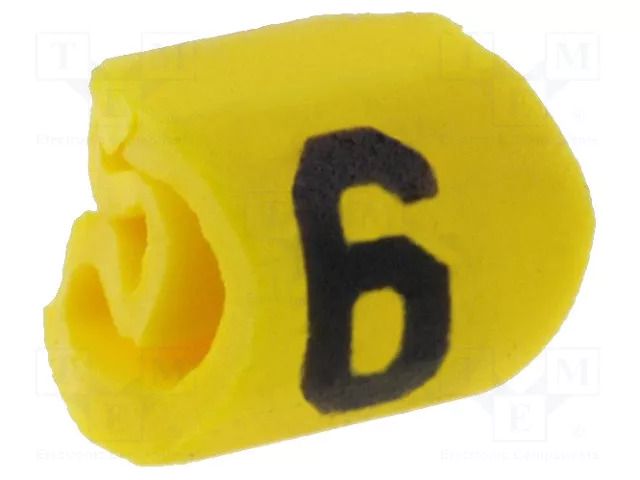Markers; Marking: 6; 1÷3mm; PVC; yellow; -65÷105°C; leaded; HGDC1-3 HELLERMANNTYTON 515-01664