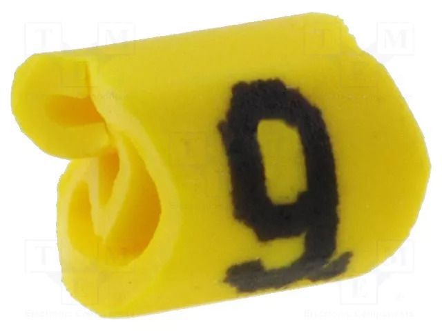 Markers; Marking: 9; 1÷3mm; PVC; yellow; -65÷105°C; leaded; HGDC1-3 HELLERMANNTYTON 515-01694
