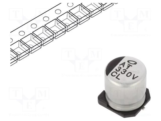 Capacitor: electrolytic; low ESR; SMD; 330uF; 35VDC; Ø10x10mm; ±20% NICHICON UCL1V331MNL1GS