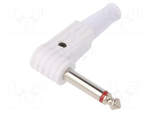 Connector: Jack 6,3mm; plug; male; mono; ways: 2; angled 90°; white CLIFF FM1105W