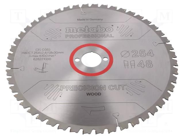 Circular saw; Ø: 254mm; Øhole: 30mm; Teeth: 48; Disc thick: 2.4mm METABO MTB.628221000