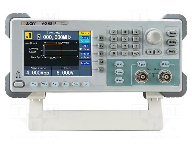 Generator: arbitrary, function; 5MHz; LCD 4,3"; 480x320; Ch: 1 OWON AG051F