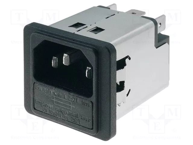 Connector: AC supply; socket; male; 10A; 250VAC; C14 (E); 5200 SCHURTER 5200.1043.1