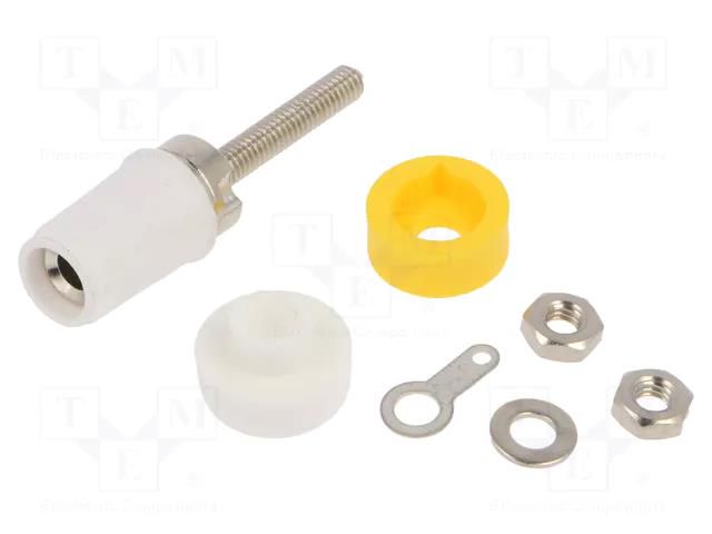 Connector: 4mm banana; socket; 15A; white; soldered,on panel CLIFF CL1554-TP/2